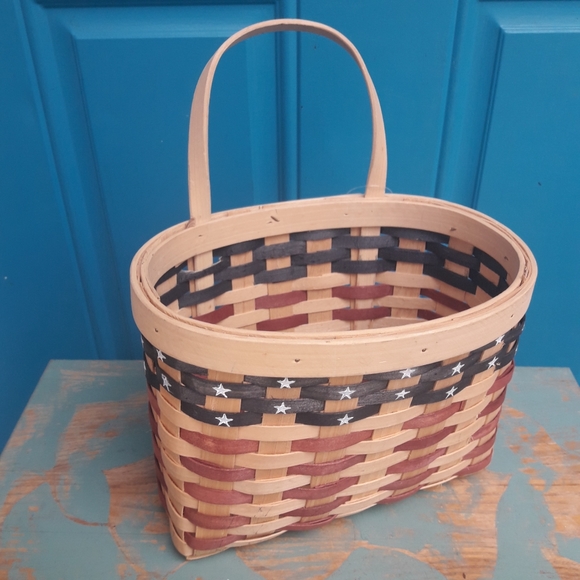 Wicker Basket Woven Farmhouse Decor Vintage Wall Hanging American Flag USA - Picture 9 of 12